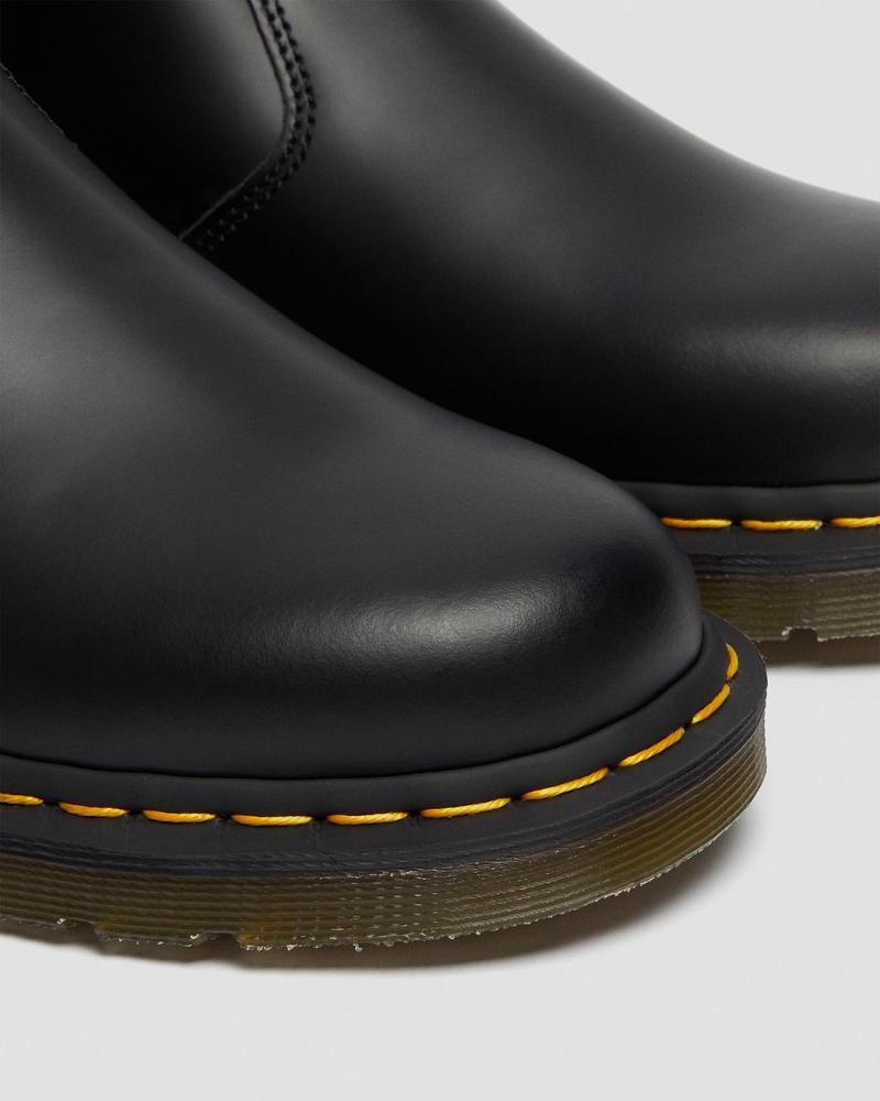 Dr Martens 2976 Yellow Stitch Smooth Læder Chelsea Støvler Dame Sort | DK 120VRW